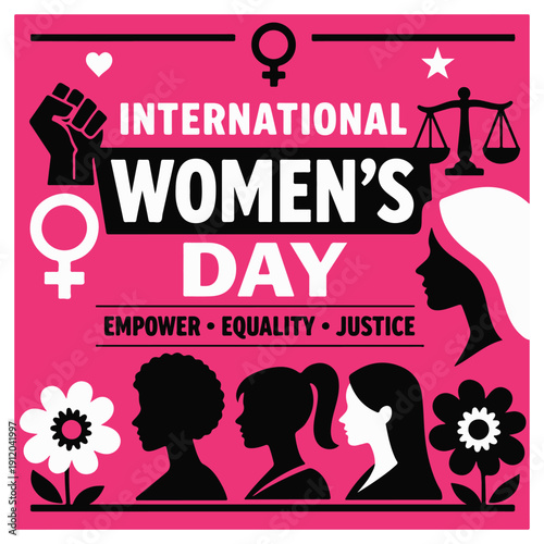 International Women’s Day Flyer Celebrating Empowerment, Equality and Women’s Rights