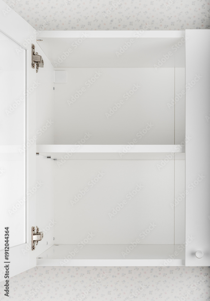 Fototapeta premium Empty white cabinet with shelves