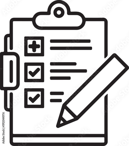 Medical report icons in black glyph and liner versions for design.