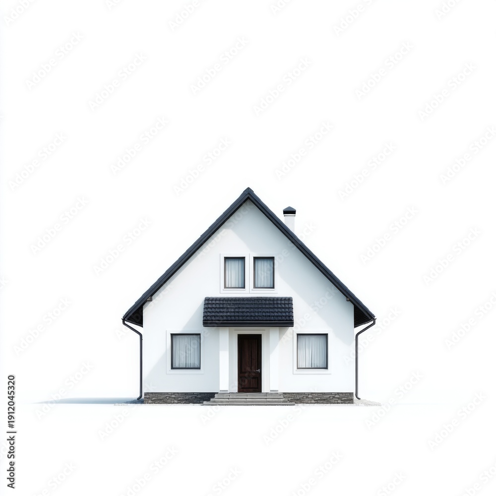 Obraz premium Modern and Minimalist White House Design with Simple Architecture and Clean Lines Against a Blank Background