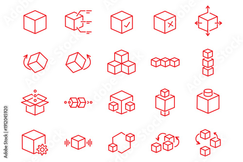 Ice Cube icon vector set. Ice cube line icon symbol. Cube symbol 3D box design for logo, app, ui, ux, web icons set. Vector illustration.
