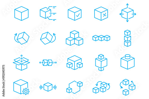 Ice Cube icon vector set. Ice cube line icon symbol. Cube symbol 3D box design for logo, app, ui, ux, web icons set. Vector illustration.