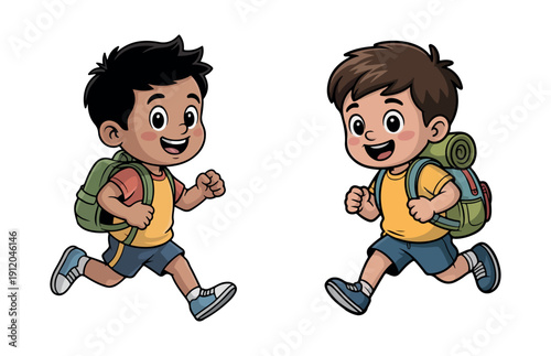 School Kid Cartoon Animation Frames Vector Pack vector illustration eps 10