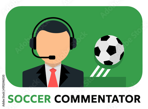 football commentator character flat illustration
