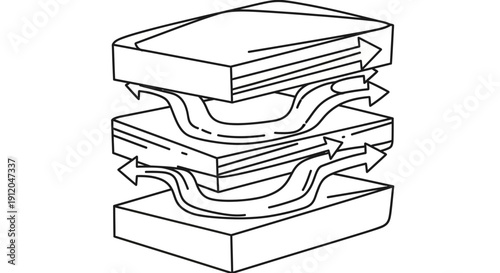 Vector illustration of stacked plates with arrows