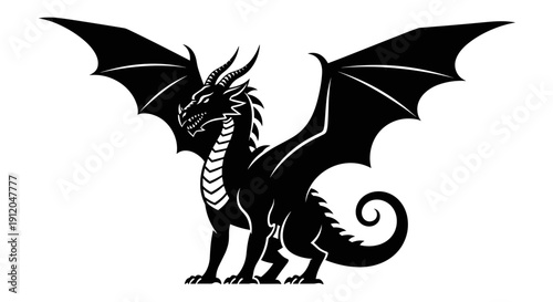 Dragon silhouette standing on its feet