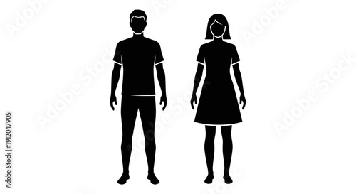 Man and woman standing silhouette icons for signage
