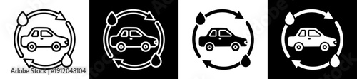 Hydrogen Icon In Flat Version On Black And White Background