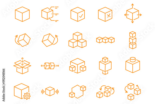 Ice Cube icon vector set. Ice cube line icon symbol. Cube symbol 3D box design for logo, app, ui, ux, web icons set. Vector illustration.