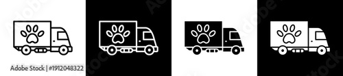 Pet Transport Icon In Flat Version On Black And White Background