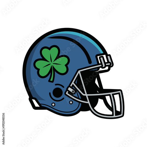 American football helmet with shamrock clover