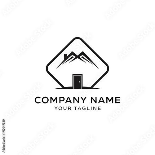 Logo Design with Mountain and Door.