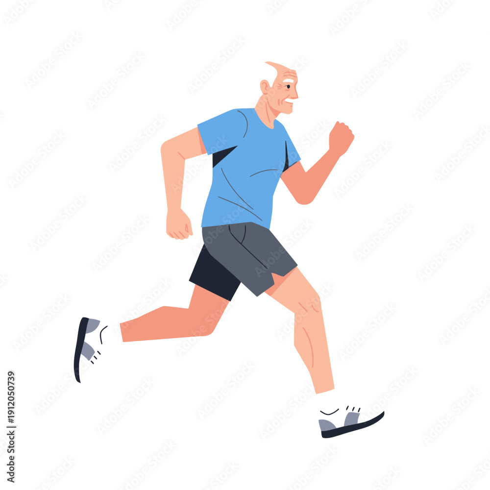 Fototapeta premium Active senior man running outdoors, healthy lifestyle, fitness and exercise