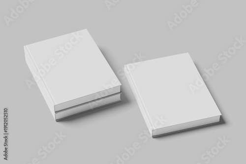 Photos Hard cover book mock up isolated on soft gray background.