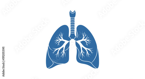 Blue Lungs Icon - Respiratory System, Healthcare, Medical, Clinical