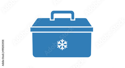 Blue Medical Cooler Box with Snowflake Icon for Transporting Vaccines and Medicine