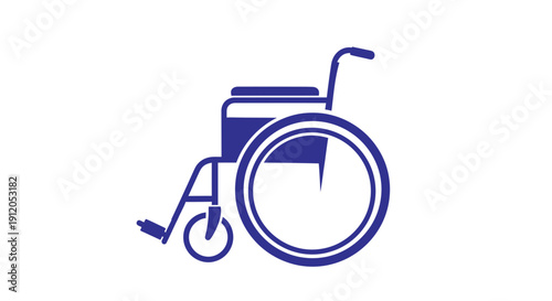 Blue Wheelchair Icon on White Background - Healthcare and Mobility Aid