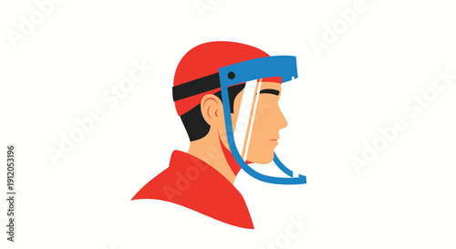 Doctor Wearing Face Shield and Red Cap for Protection