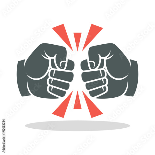 Fist Bump Sparks icon vector illustration, punch symbol with confrontation, fight and conflict concept