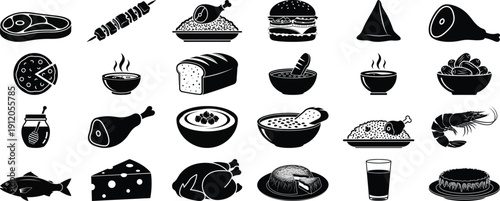 Ramadan islamic halal food vector bundle fasting meal icons and graphics