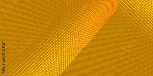 Minimalist Banner Abstract Gold 3D Triangle Pattern Background with Perspective Depth. Futuristic Technology Concept