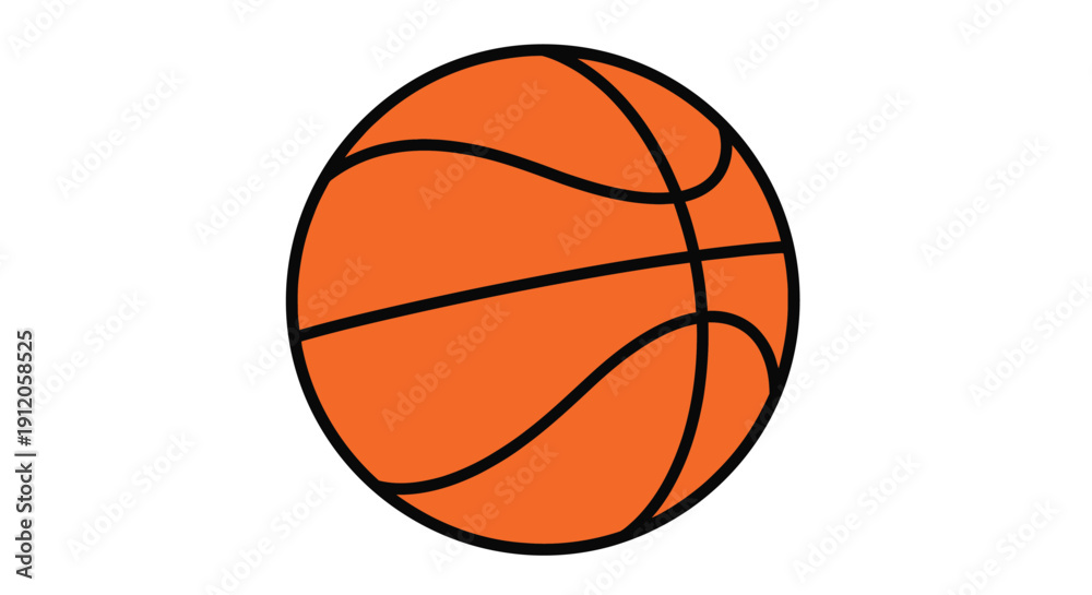 Fototapeta premium Simple illustration of an orange basketball with black lines