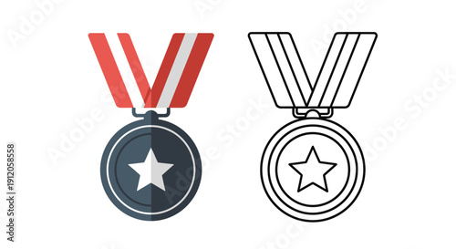 Two medal icons a colored version and a black and white outline