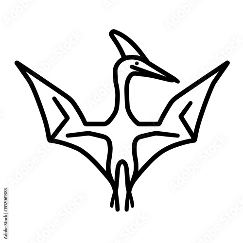 Minimalist pteranodon flying prehistoric vector icon