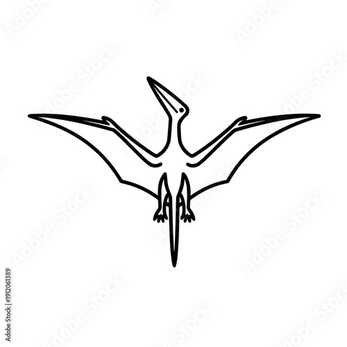 Minimalist pteranodon flying prehistoric vector icon