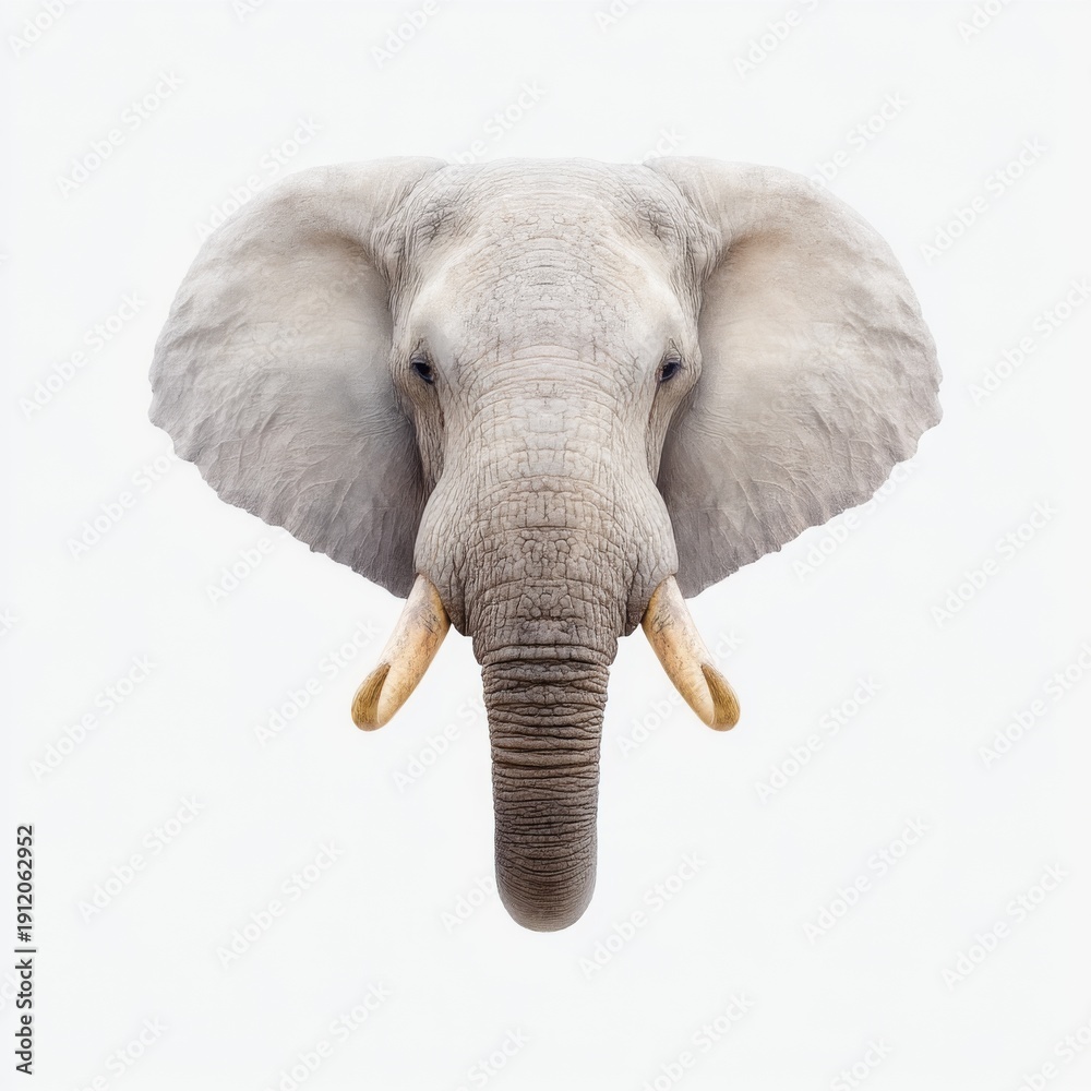 Obraz premium Elephant Portrait with Exquisite Detail and Soft Focus on a Pale Background for Nature Enthusiasts and Wildlife Lovers