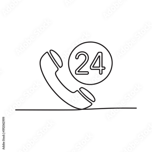 Line drawing of a telephone handset with the number 24 inside a circle