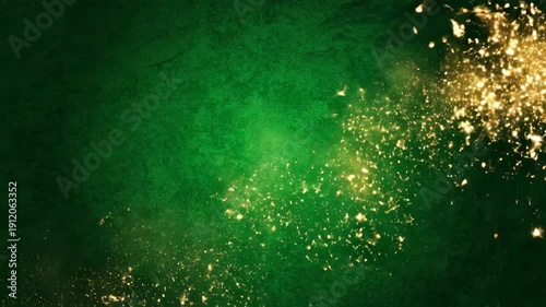 Golden glowing light streak on textured dark green background