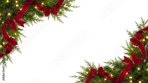 Elegant holiday corner garland with lights and ribbons