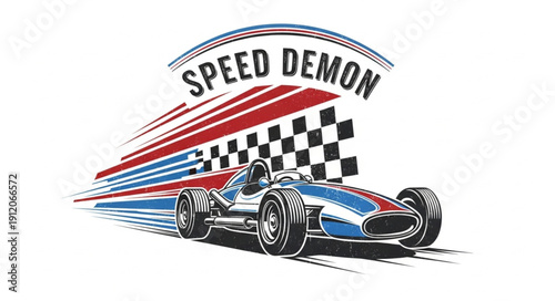 Vintage Racing Car Speed Illustration.