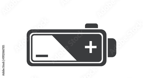 Cuadro en lienzo Simple battery icon displaying a low charge with plus and minus symbols