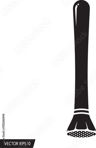 Black silhouette of a cocktail muddler on white background bar tool bartender tool drink preparation