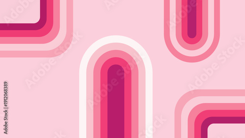 Abstract geometric shapes in varying shades of pink create a retro pattern.