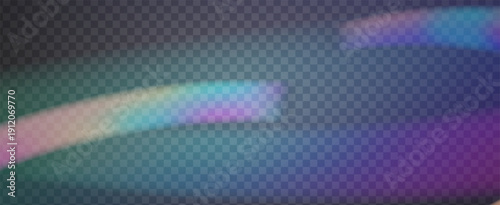 Rainbow Light Leak Prism. Iridescent Prism Background.  Vector Burst With A Sunlight Filter, Blur Effect, And A Glowing Camera Beam. Crystal  Light Leak Effect.