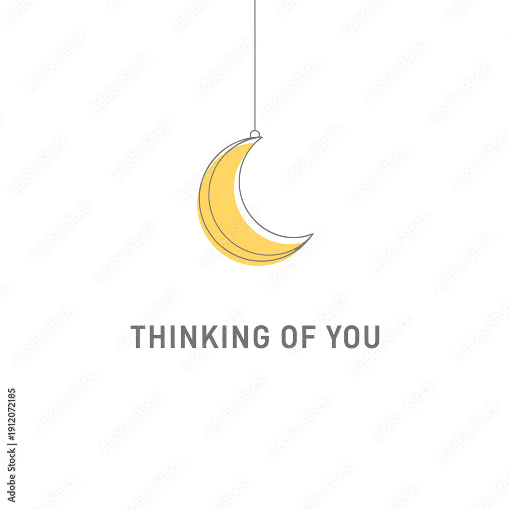 Obraz premium Yellow Crescent Moon Hanging from String.