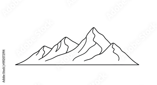 Simple line drawing of a mountain range with jagged peaks and a flat base