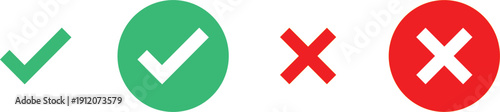 Green checkmarks and red crosses isolated on transparent background