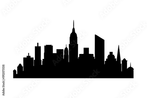 new york city skyline silhouette illustration on white background