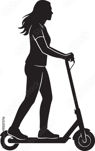 Woman riding electric scooter