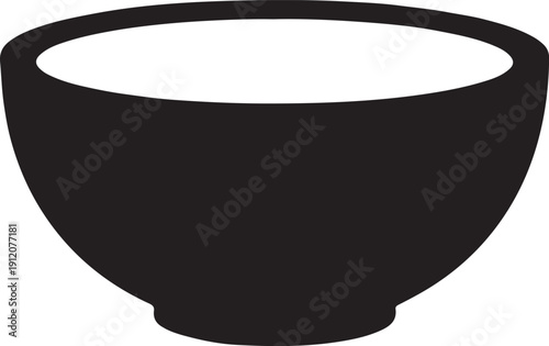 Ceramic Bowl Silhouette Black and White Kitchenware Vector for Dining and Culinary Branding