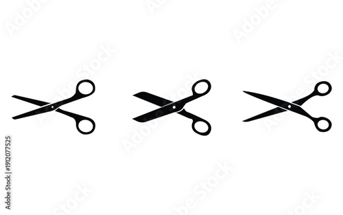 Scissors icon set silhouette isolated on white background minimalist cut symbol