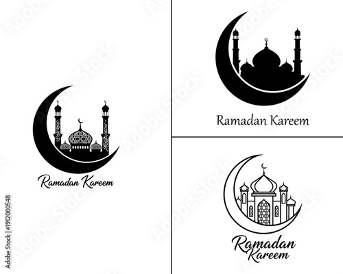 Ramadan Concept In Crescent Moon Shape "Ramadan Kareem"