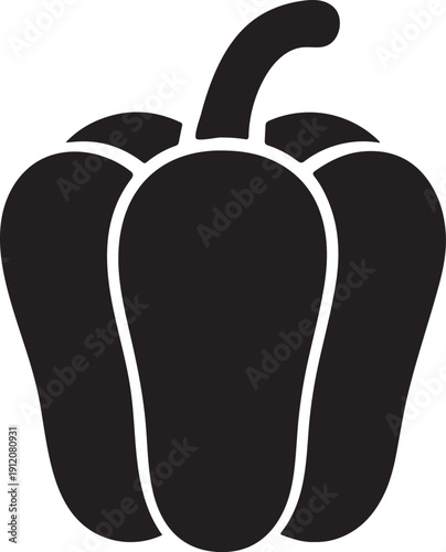 Capsicum Silhouette Vector Icon on White Background