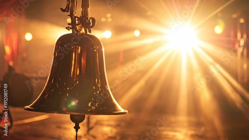 Bell in a vibrant setting illuminated by bright sunlight.