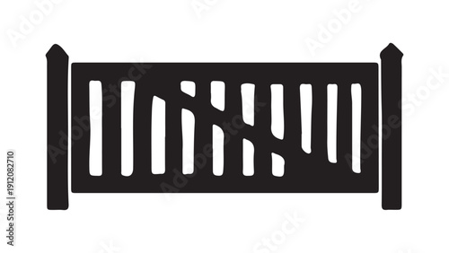 Diagonal brace wooden gate silhouette vector