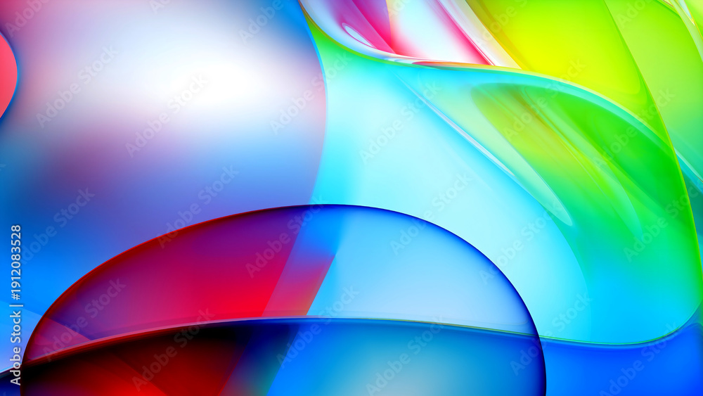 Obraz premium 3d render of abstract art 3d background wallpaper with part of surreal alien ball sphere flower in curved wavy organic biological lines forms in fluorescent green, purple, and blue gradient color